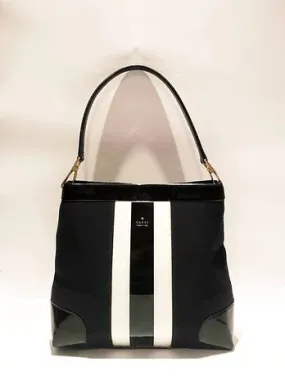 2000s GUCCI PATENT LEATHER STRIPE TOTE BAG