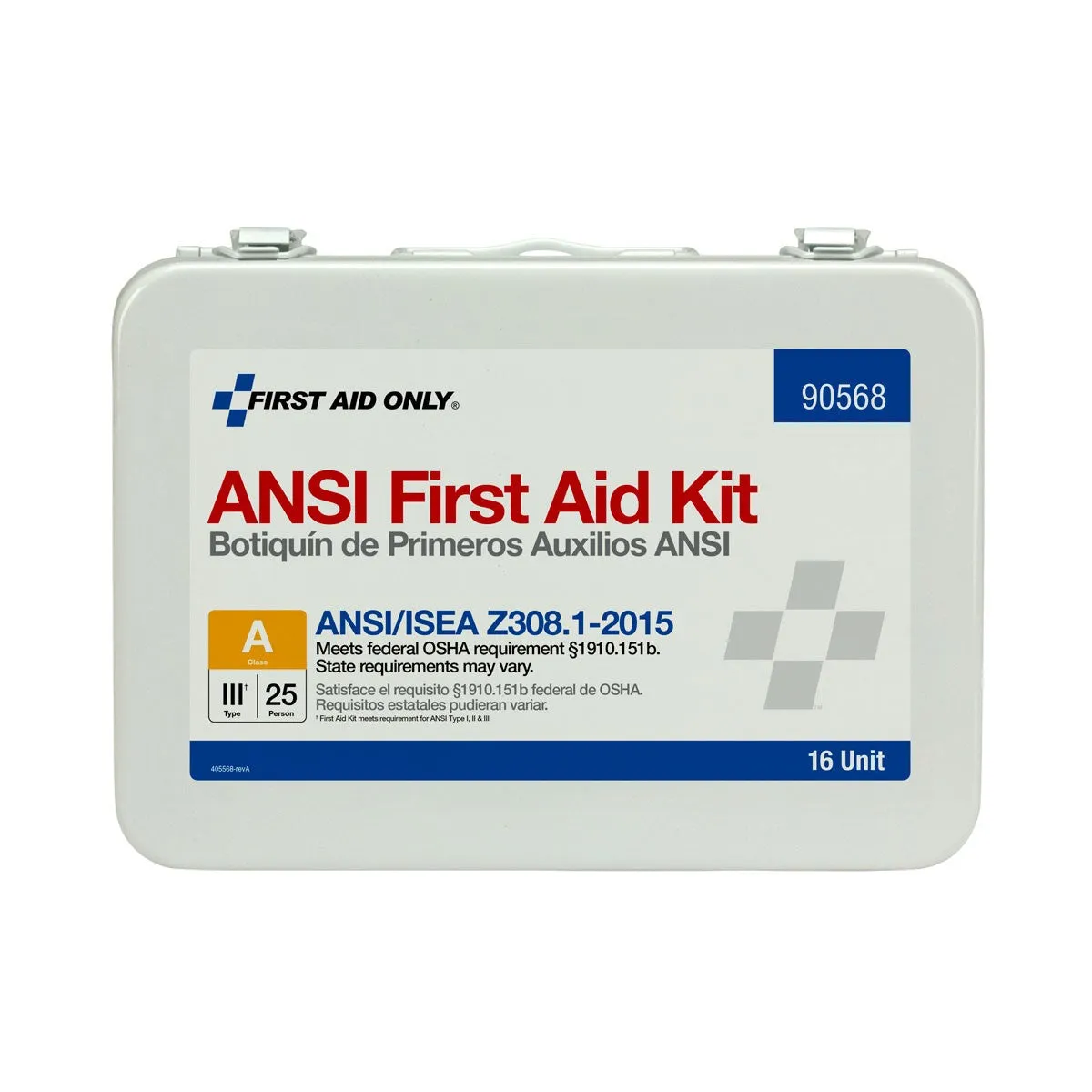 25 Person Unitized Metal First Aid Kit, ANSI Compliant - W-90568