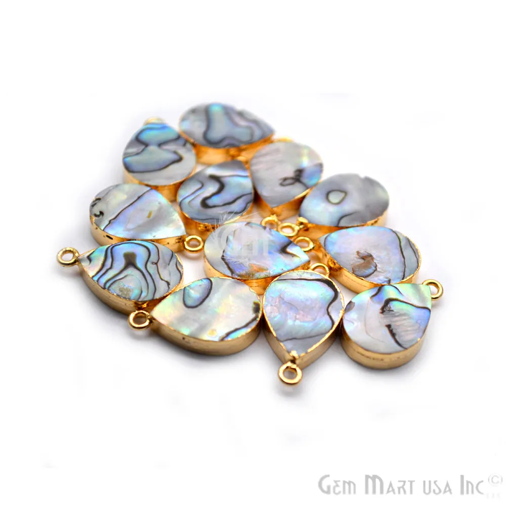 Abalone Shell 14mm Round Shape Gold Electroplated Gemstone Connector