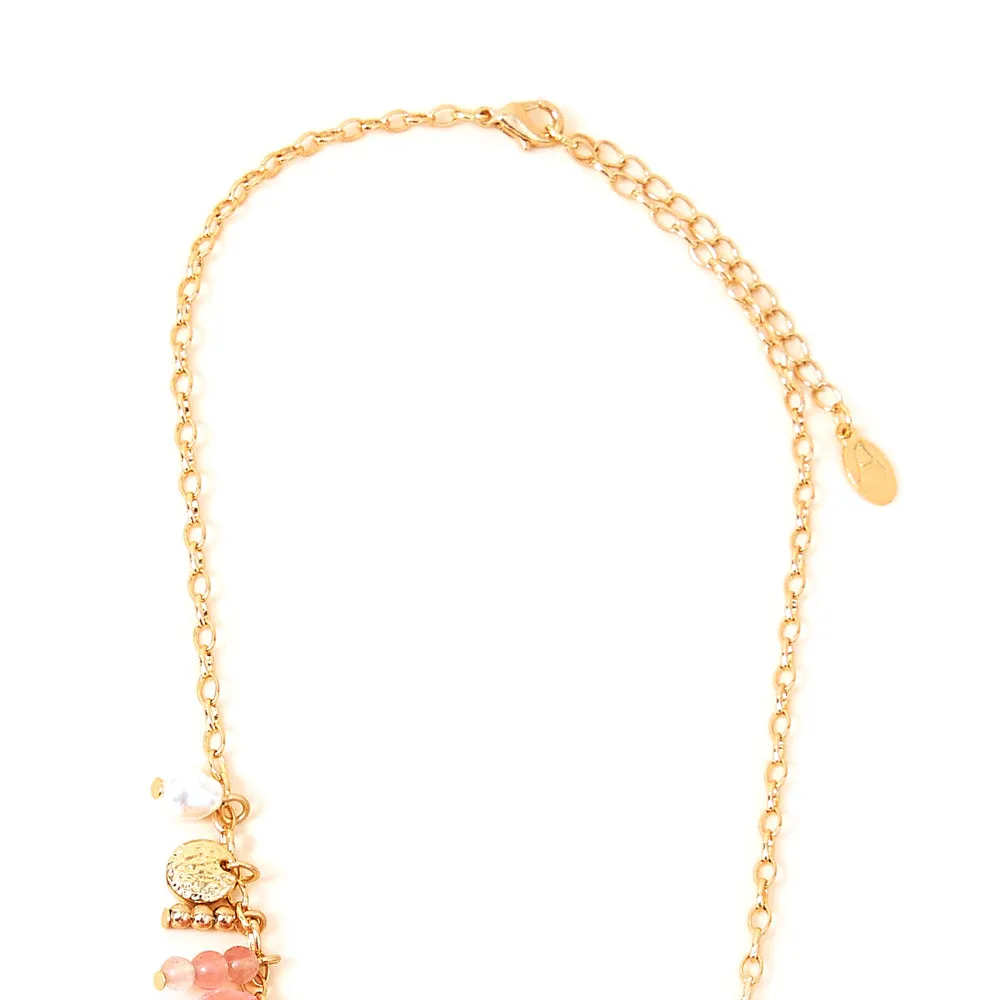 Accessorize London Women's Pink Coin And Beaded Drop Necklace