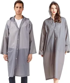 AIDEGER EVA Rain Ponchos for Adults, 2 Pack Reusable Raincoats with Hoods and Sleeves Lightweight Rain Jacket