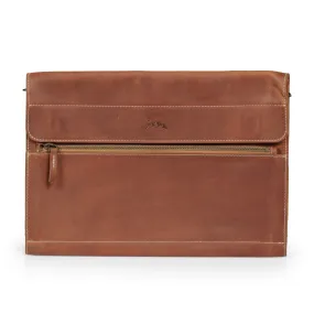 Almost Perfect | Logan Leather Laptop Sleeve with Strap - Camel