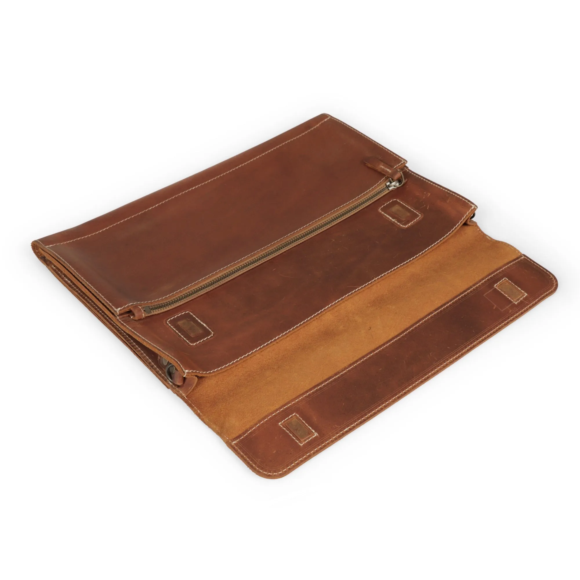 Almost Perfect | Logan Leather Laptop Sleeve with Strap - Camel