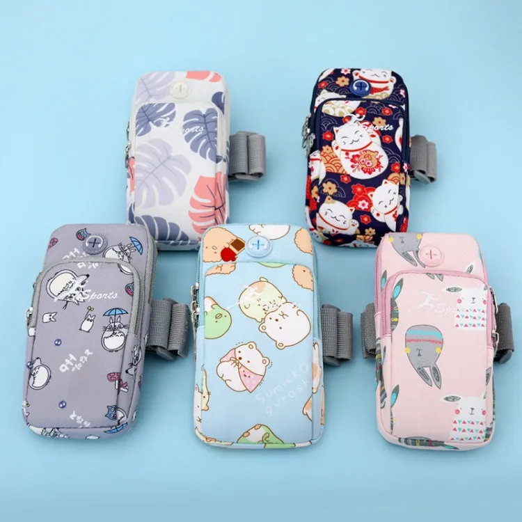 B095 Large Sports Mobile Phone Cartoon Arm Bag Wrist Fitness Bag(Fat Bear)