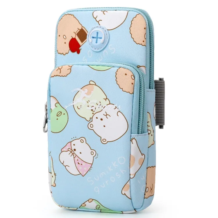 B095 Large Sports Mobile Phone Cartoon Arm Bag Wrist Fitness Bag(Fat Bear)