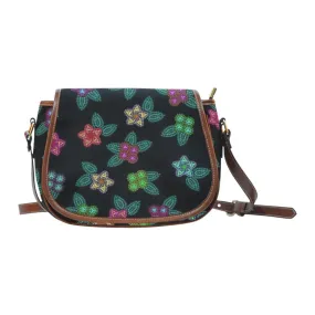 Berry Flowers Black Saddle Bag/Small