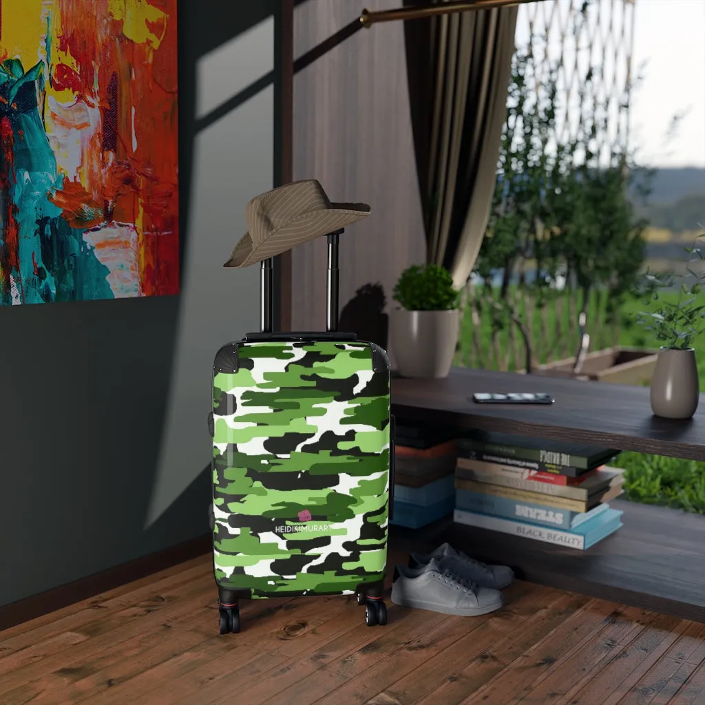 Best Green Camo Cabin Suitcase, Carry On Luggage With 2 Inner Pockets & Built in TSA-approved  Lock With 360° Swivel