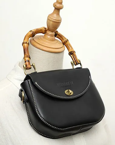 Black LEATHER Small Cute HandBag WOMEN SHOULDER BAG Saddle Crossbody Purse FOR WOMEN