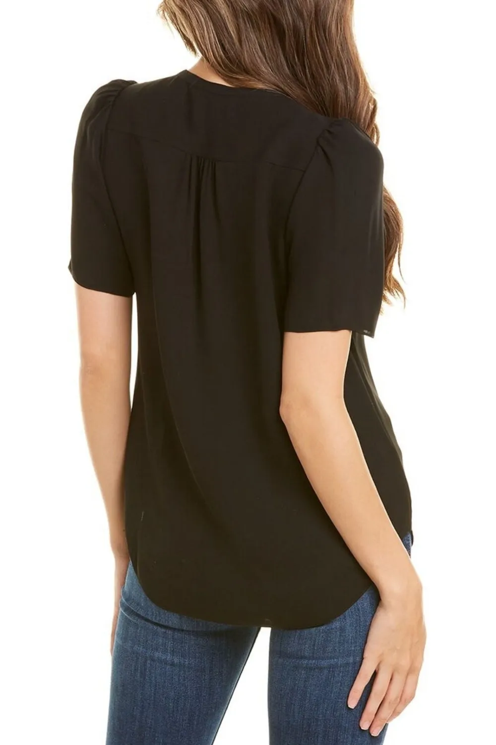 Black Short Sleeve Round Neckline Top