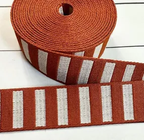 Bold Stripe Webbing in Saddle/Off White