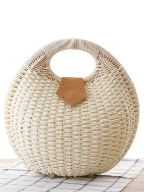 Braided Shell Tote Straw Bag