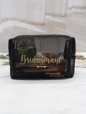 Bridesmaid Mesh Square Makeup Bag Cosmetic Organizer Toiletries Bag Makeup