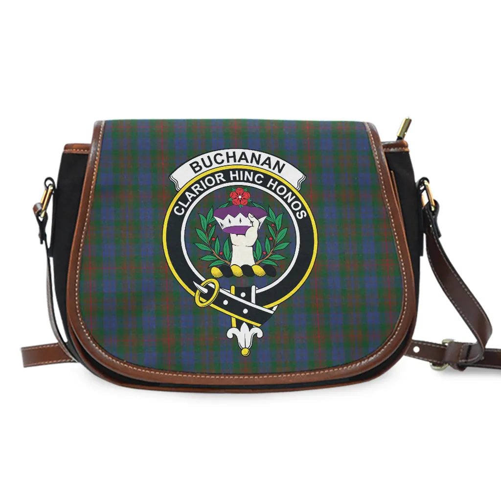 Buchanan Hunting Tartan Saddle Bag with Family Crest