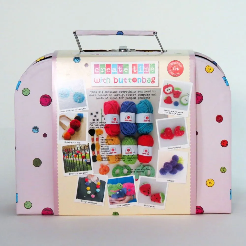 Buttonbag Pompom Making Suitcase Kit