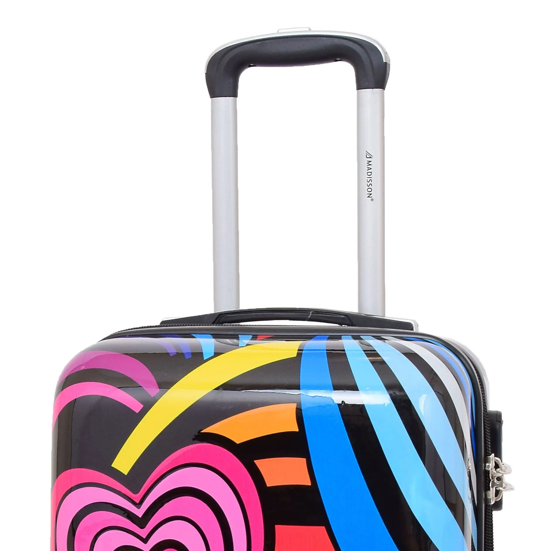 Cabin Size Suitcase Multicolour Hearts Travel Bag 4 wheel Hand Luggage A20S