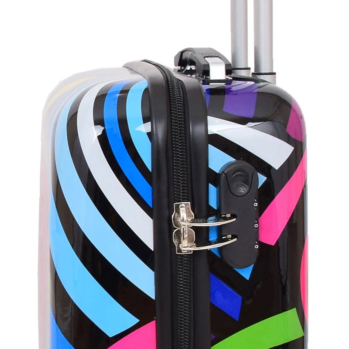 Cabin Size Suitcase Multicolour Hearts Travel Bag 4 wheel Hand Luggage A20S