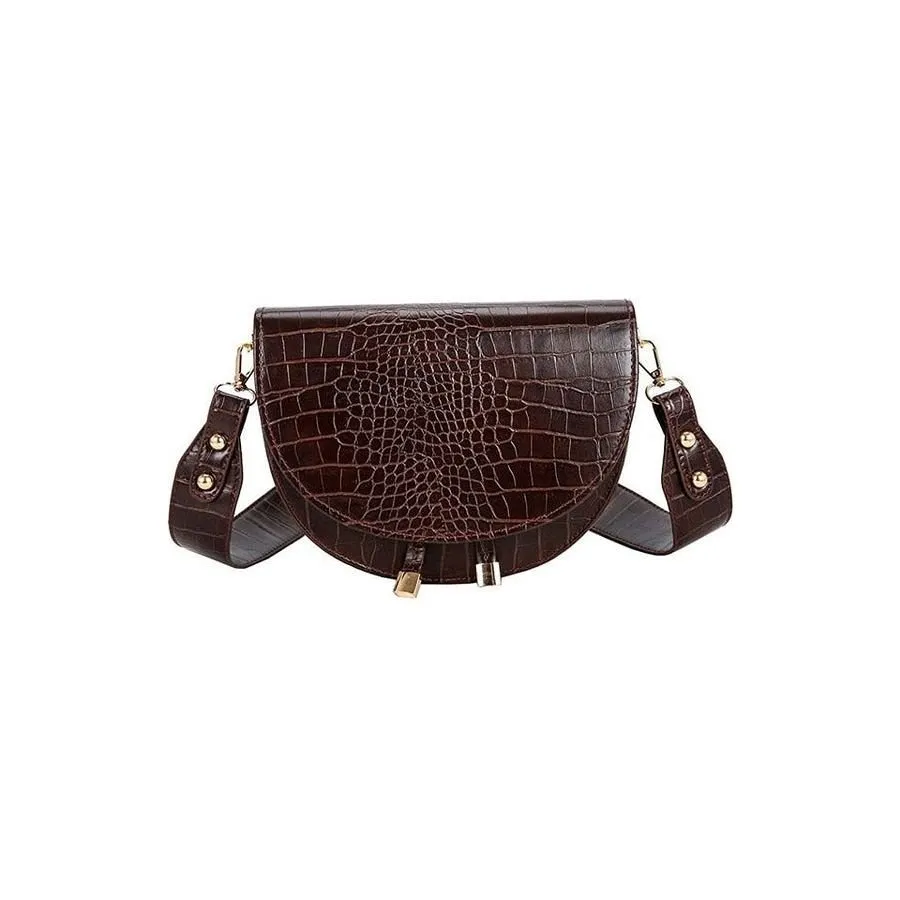 Chic CrocSaddle Irregular Crossbody Shoulder Bag