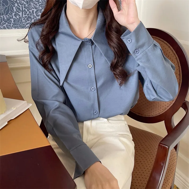 Chiffon Women Shirts New Spring Long Sleeve Designed Button Up Female Tops Fashion All Match Korean Office Ladies Blouse