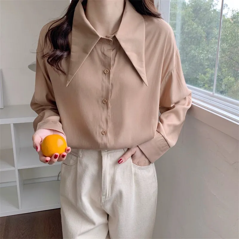 Chiffon Women Shirts New Spring Long Sleeve Designed Button Up Female Tops Fashion All Match Korean Office Ladies Blouse