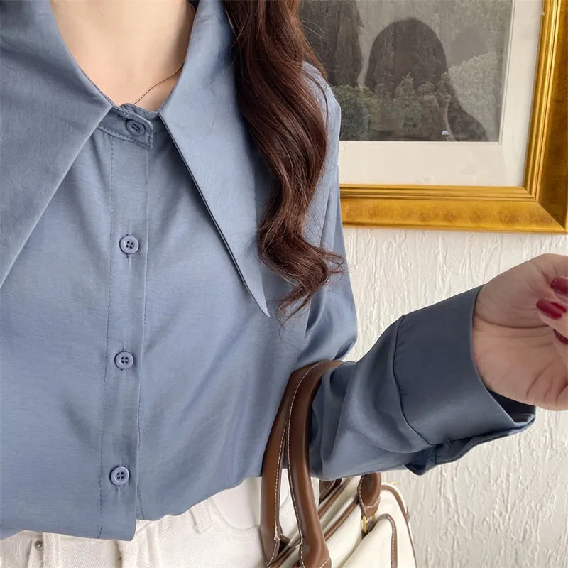 Chiffon Women Shirts New Spring Long Sleeve Designed Button Up Female Tops Fashion All Match Korean Office Ladies Blouse