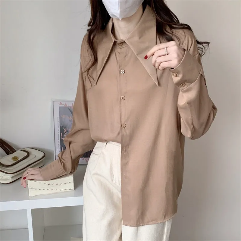 Chiffon Women Shirts New Spring Long Sleeve Designed Button Up Female Tops Fashion All Match Korean Office Ladies Blouse