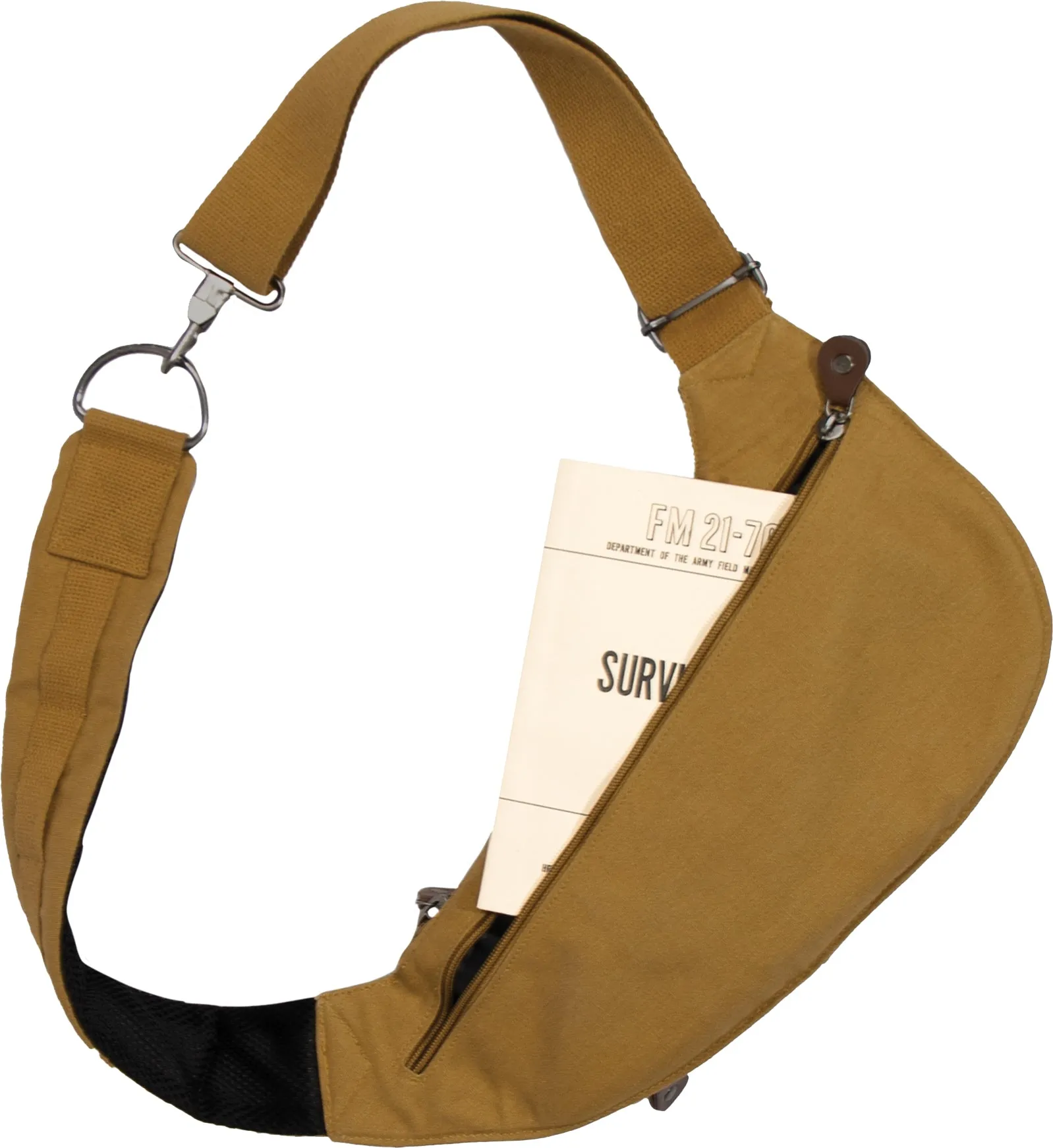 Coyote Brown - Crossbody Large Canvas Sling Backpack Bag