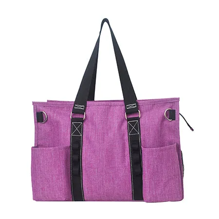 Crosshatch Fuchsia NGIL Zippered Lined Caddy Organizer Tote Bag