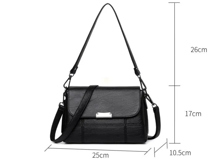 Cute Black Plain Solid Color Simple Minimalist Luxury Vegan Leather Crossbody Bag for Women, Shoulder Bag, Messenger Bag