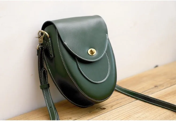 Cute Brown LEATHER Saddle Side Bag WOMEN SHOULDER BAG Crossbody Saddle Purse FOR WOMEN