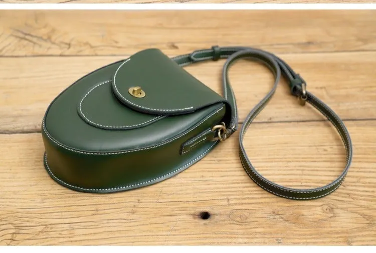 Cute Brown LEATHER Saddle Side Bag WOMEN SHOULDER BAG Crossbody Saddle Purse FOR WOMEN