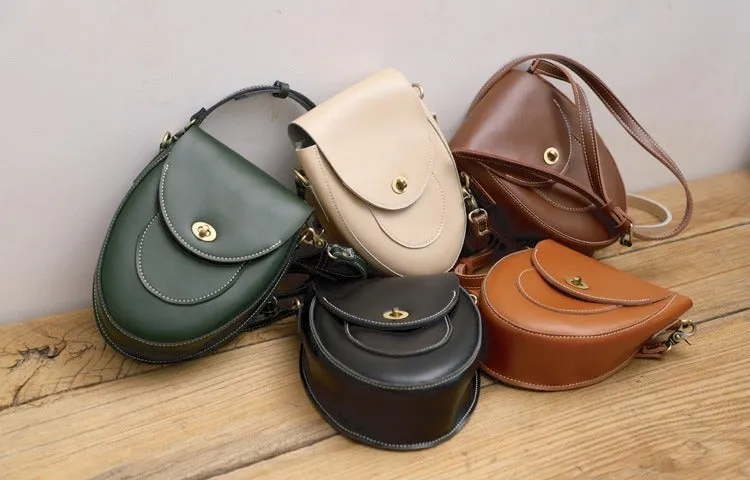 Cute Brown LEATHER Saddle Side Bag WOMEN SHOULDER BAG Crossbody Saddle Purse FOR WOMEN