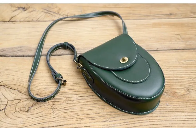 Cute Brown LEATHER Saddle Side Bag WOMEN SHOULDER BAG Crossbody Saddle Purse FOR WOMEN