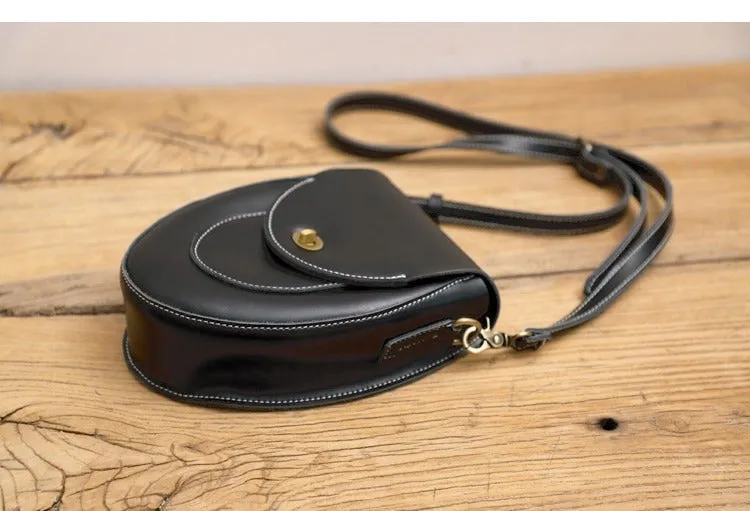 Cute Brown LEATHER Saddle Side Bag WOMEN SHOULDER BAG Crossbody Saddle Purse FOR WOMEN