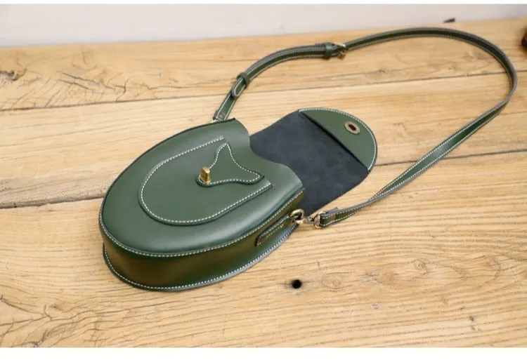 Cute Brown LEATHER Saddle Side Bag WOMEN SHOULDER BAG Crossbody Saddle Purse FOR WOMEN