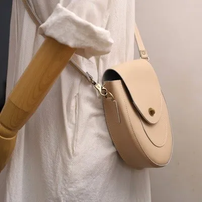 Cute Brown LEATHER Saddle Side Bag WOMEN SHOULDER BAG Crossbody Saddle Purse FOR WOMEN