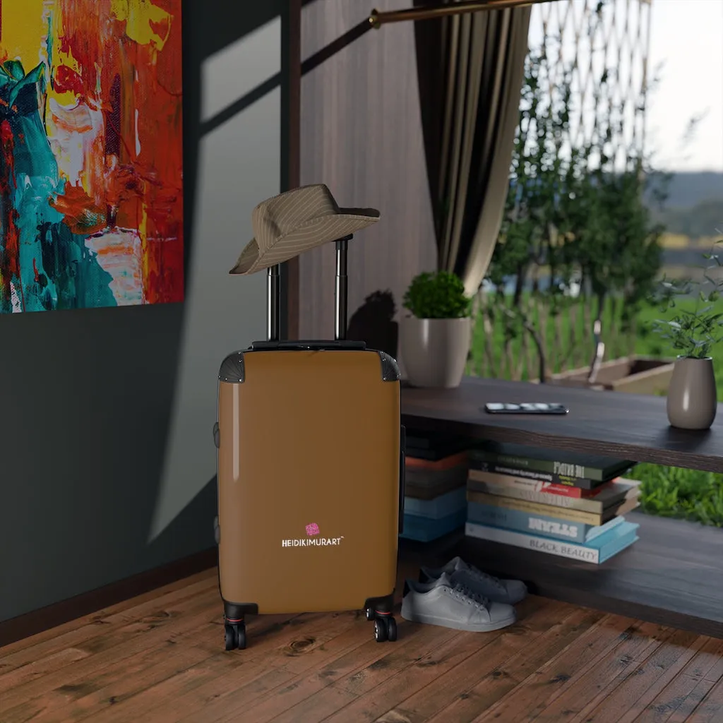 Dark Brown Cabin Suitcase, Carry On Luggage With 2 Inner Pockets & Built in Lock With 360° Swivel