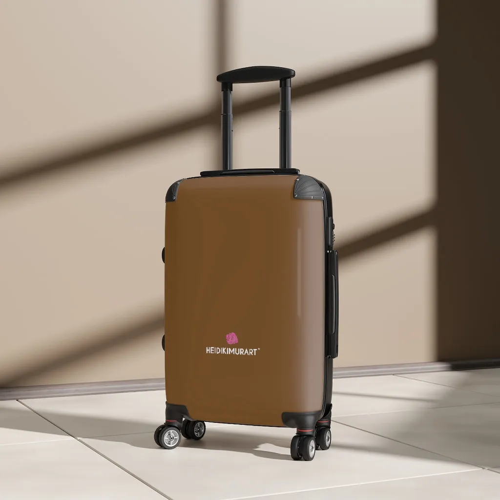 Dark Brown Cabin Suitcase, Carry On Luggage With 2 Inner Pockets & Built in Lock With 360° Swivel