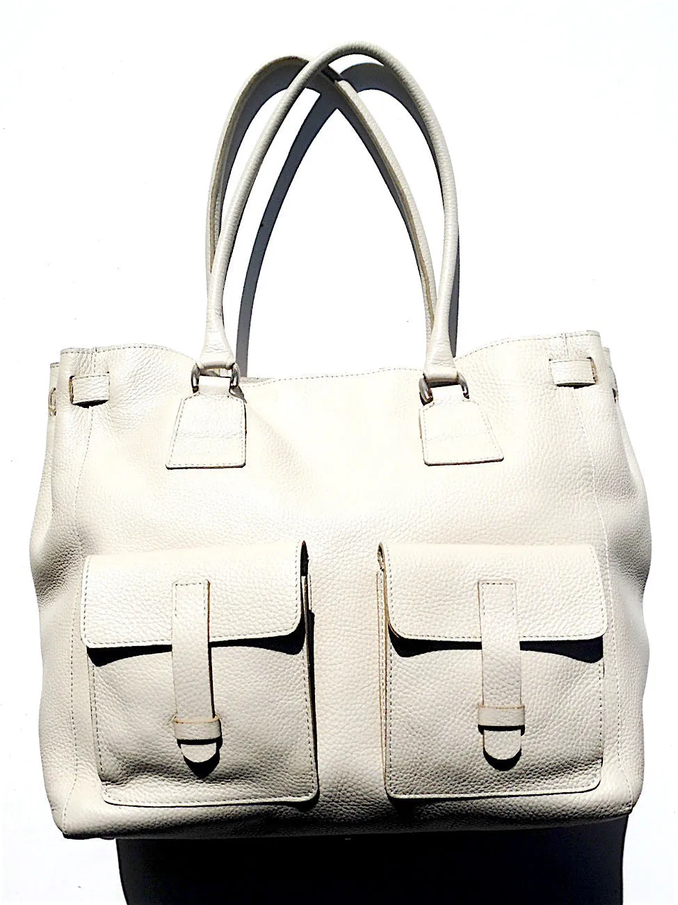 Doble Tote Bag Pebble Grain Leather Sand