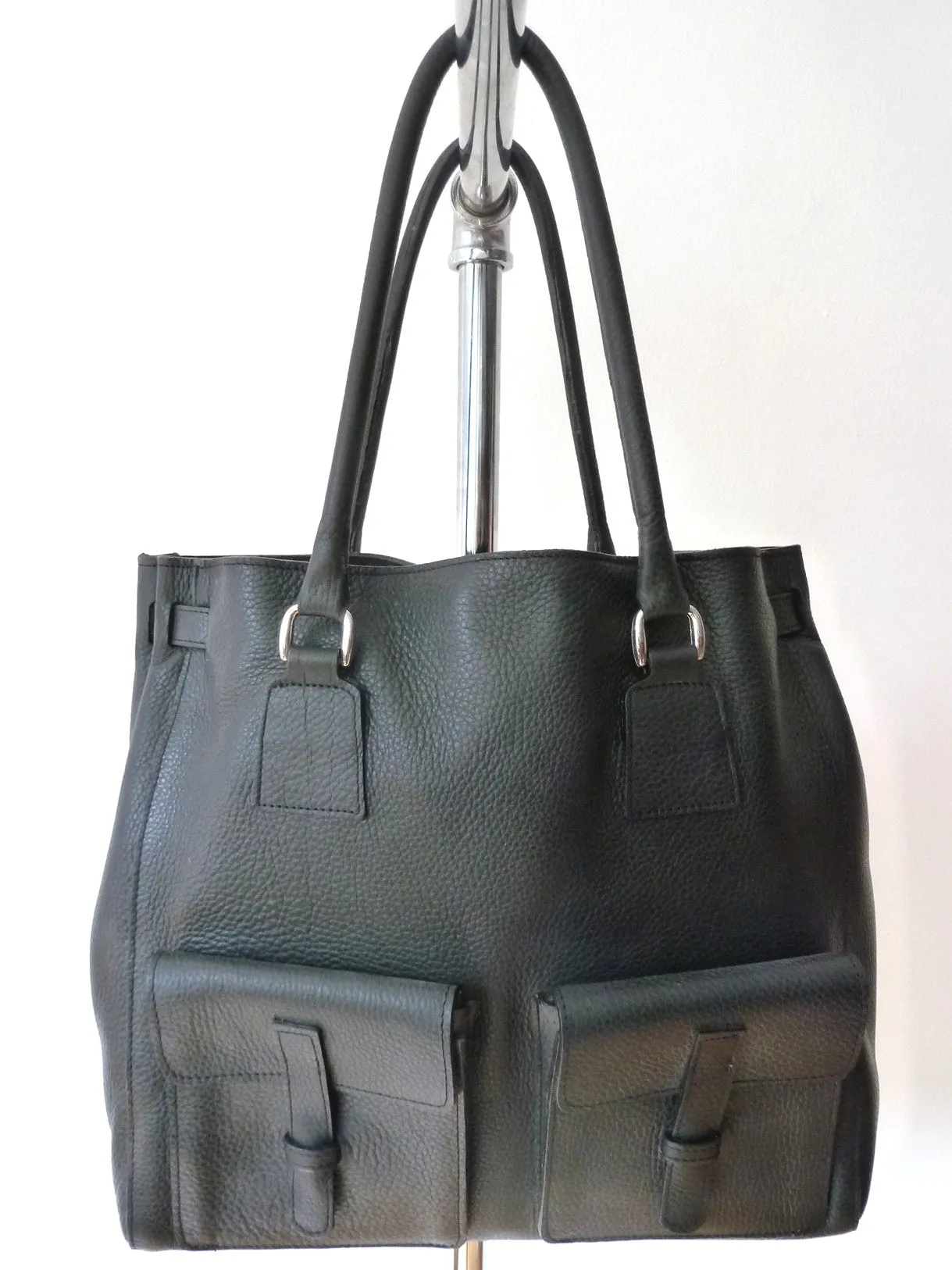 Doble Tote Bag Pebble Grain Leather Sand