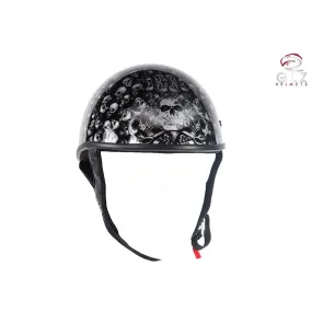 DOT Approved Low Profile Motorcycle Helmet With Black Finish & Skull Graphics