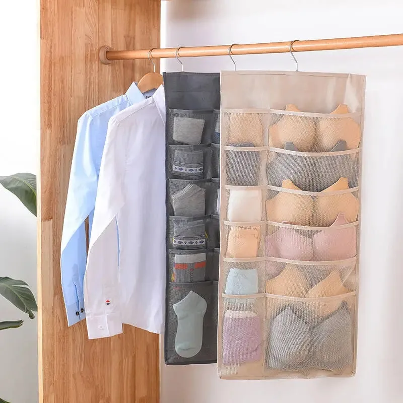 Double Sided Underwear Storage Bag Folding Hanging Bra Clother Organizer Hanger Clothes Organizer for Wardrobe Closet Organizer