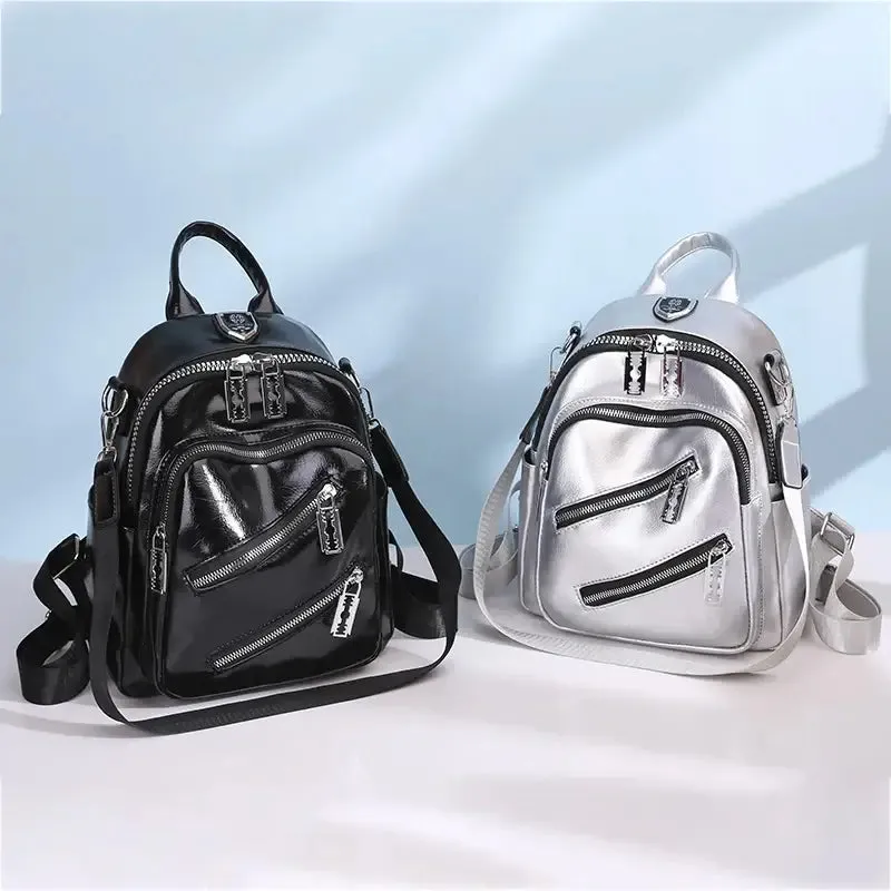 Double Zipper Pu Travel Razor Rucksack Backpack