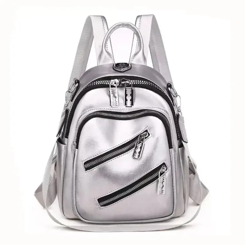 Double Zipper Pu Travel Razor Rucksack Backpack