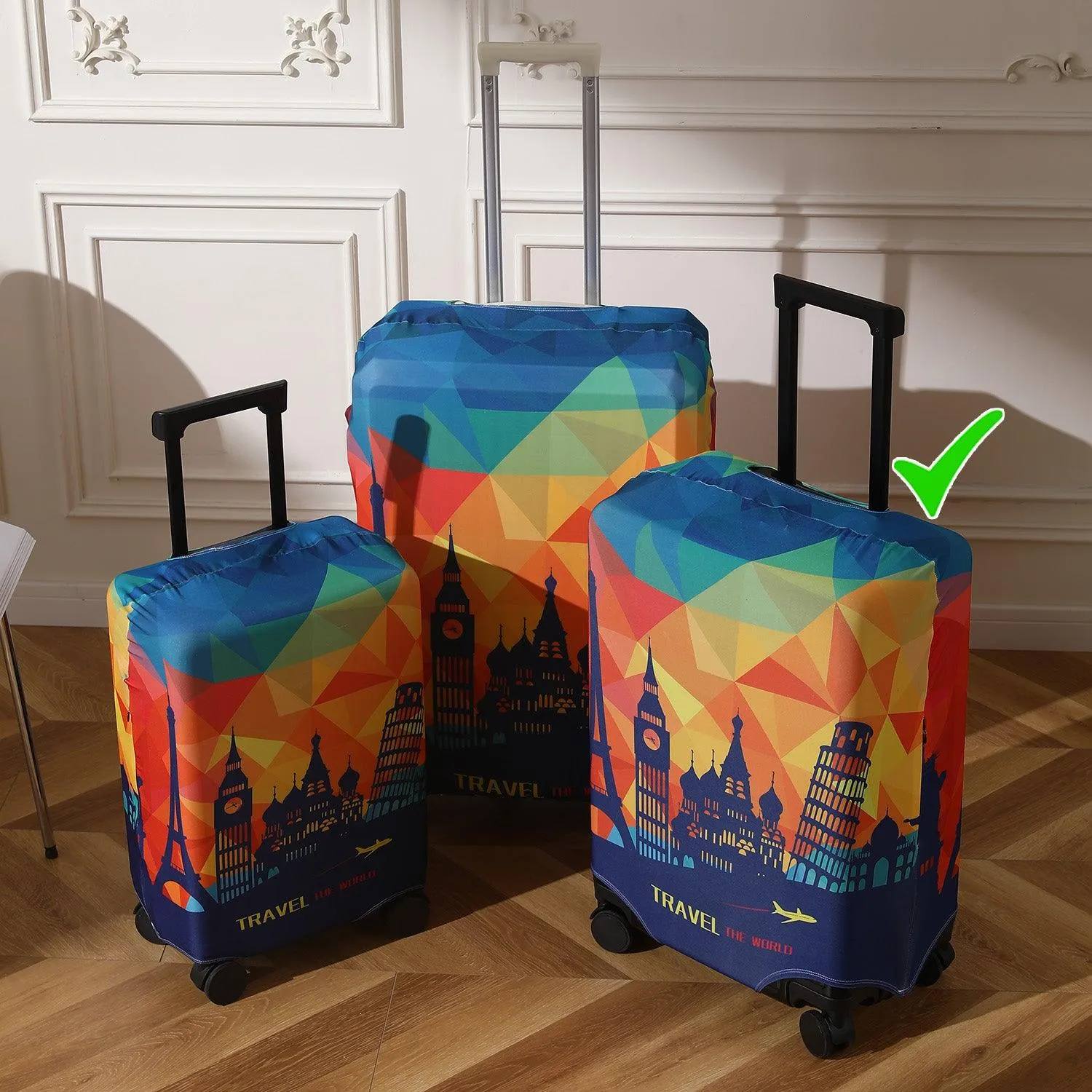 Durable 180 GSM Suitcase Covers S/M/L -Size for Trolley Suitcase, Multicolor Across Globe