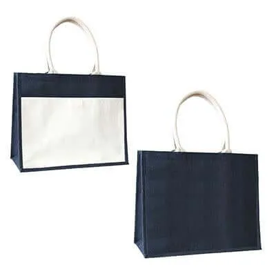 Eco Friendly A3 Jute Tote Bag with Canvas Pocket