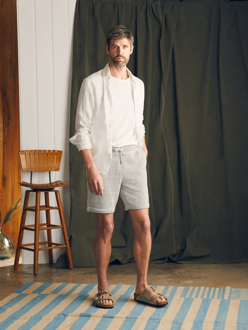 Faherty Whitewater Sweatshort in Grey Shell Loop