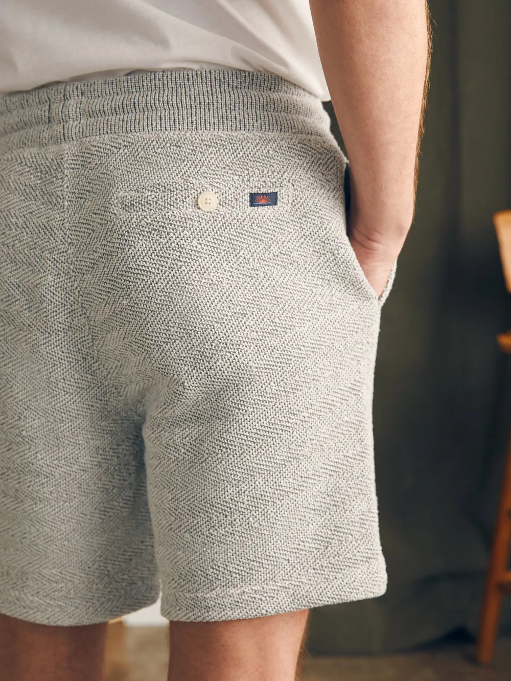 Faherty Whitewater Sweatshort in Grey Shell Loop