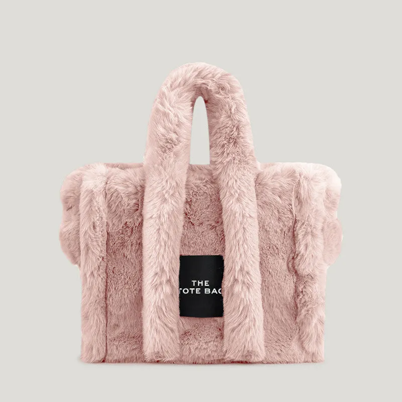 Faux Fur Large Tote Bag Designer Soft Plush Women Handbags Pluffy Shoulder Crossbody Bags Warm Winter Big Shopper Purses