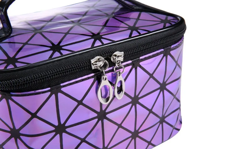 Functional Paillette Pattern Zipper PU Makeup Pouches With Large Capacity