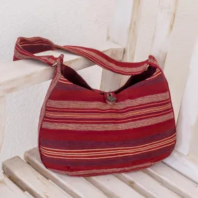 Garnet Synchronicity Red Cotton Hobo Bag